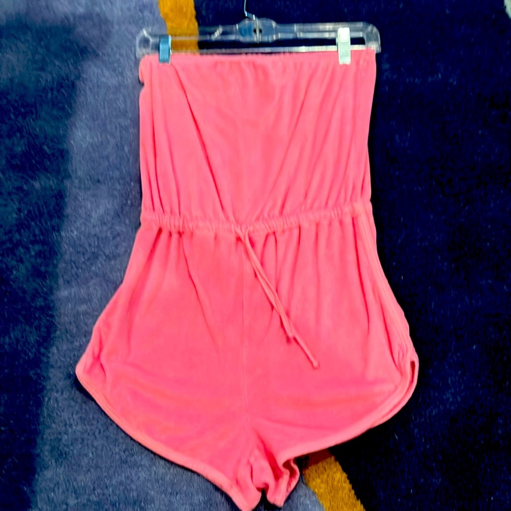 Topshop terry cloth strapless romper